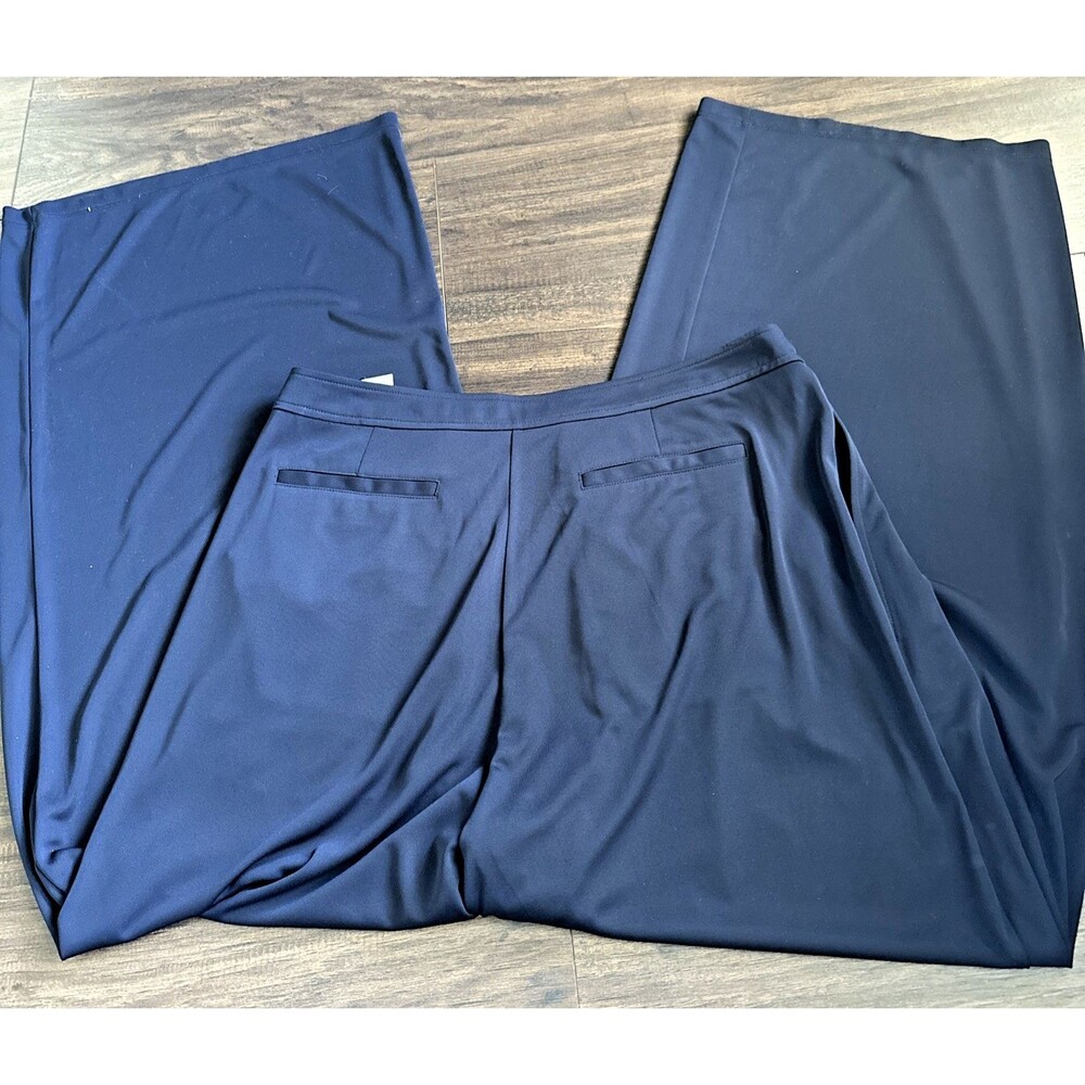 Lauren Ralph Lauren Women's Pleated Stretch Jersey Wide-Leg Pants Navy Blue 8 - Picture 11 of 12